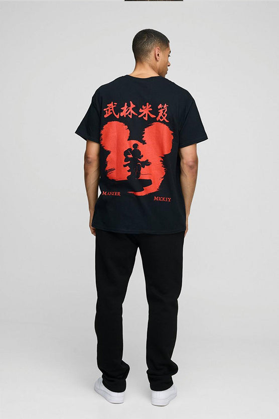 Black Oversized Mickey Mouse License Printed T-Shirt