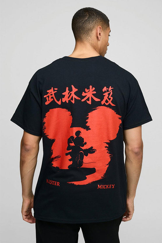 Black Oversized Mickey Mouse License Printed T-Shirt