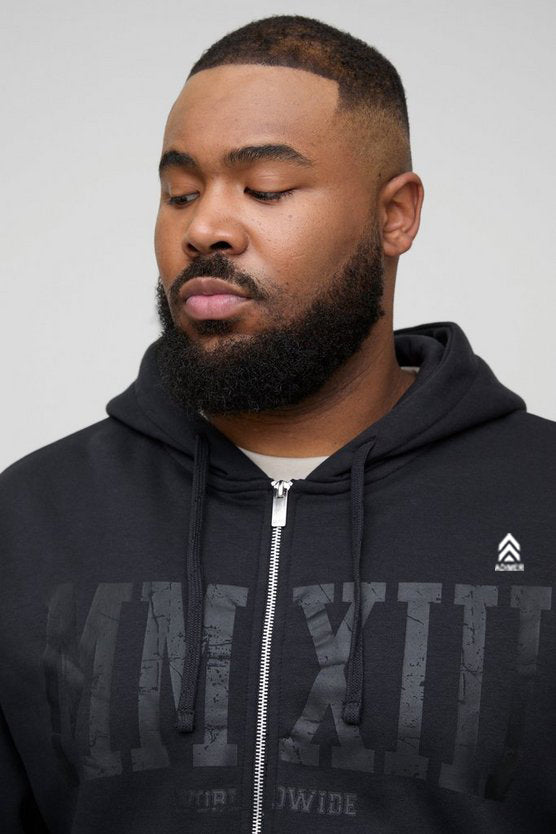 Black Plus mmxxiii Crackle Print Zip Through Hoodie
