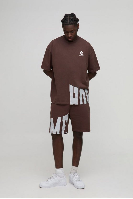Brown Oversized Homme T-Shirt & Short Set
