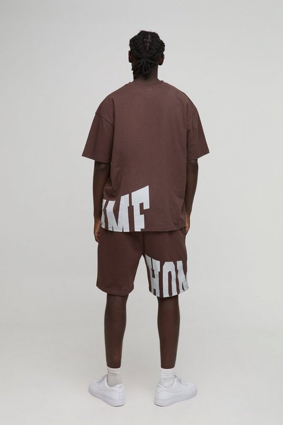 Brown Oversized Homme T-Shirt & Short Set