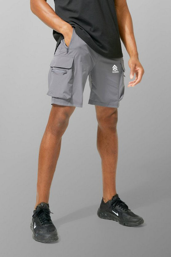 Charcoal Man Active Light Weight 5inch Slim Cargo Shorts