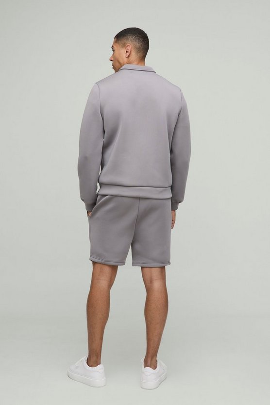 Charcoal Regular Fit Bonded Scuba Harrington Jacket
