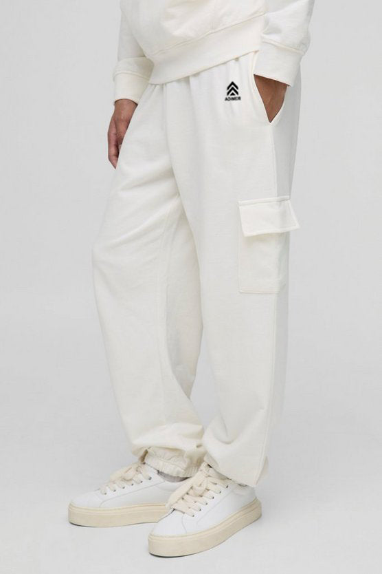 Ecru 260gsm Loopback Basic Baggy Fit Cargo Jogger