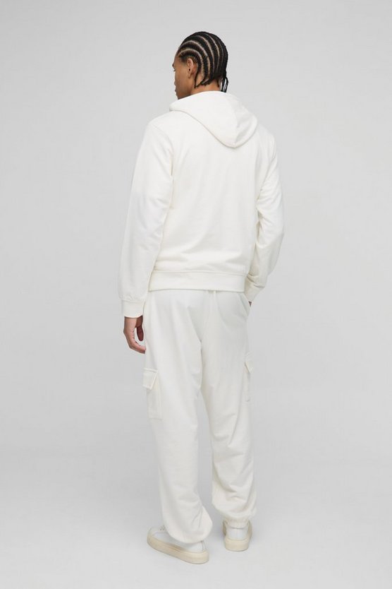 Ecru 260gsm Loopback Basic Baggy Fit Cargo Jogger