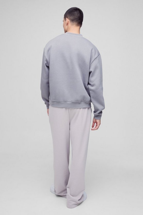 Grey 330gsm Oversized Basic Boxy Extended Neck Sweatshirt