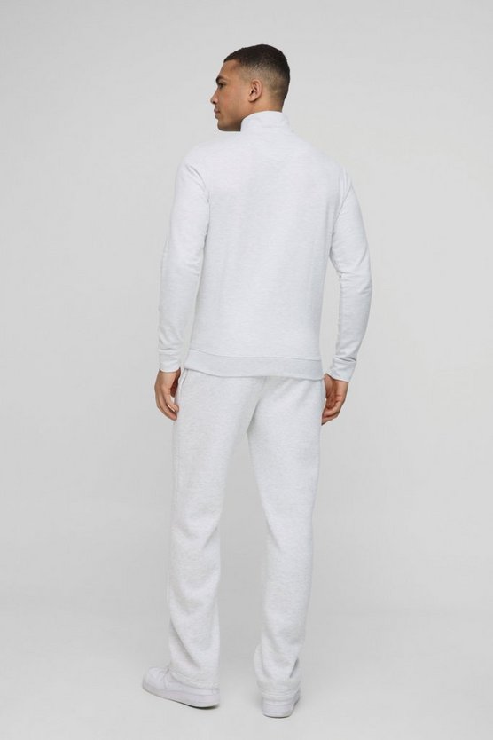 Grey Marl 260gsm Loopback Basic Slim Fit Funnel Neck Sweatshirt