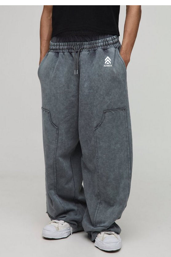 Grey Relaxed Wide Leg Carpenter Joggers