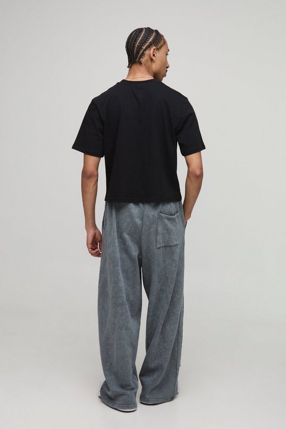 Grey Relaxed Wide Leg Carpenter Joggers