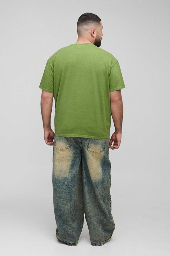 Khaki Plus Oversized Acid Wash T-Shirt