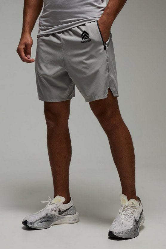 Light Grey Man Active Perforated Stretch Woven 7inch Shorts