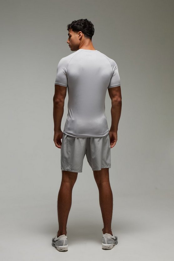 Light Grey Man Active Perforated Stretch Woven 7inch Shorts