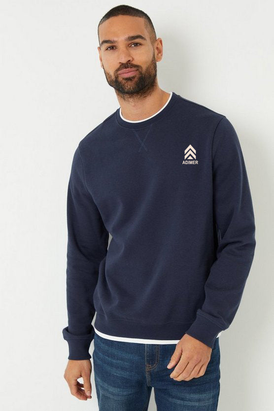 Navy Mock T-Shirt Crew Neck Sweatshirt