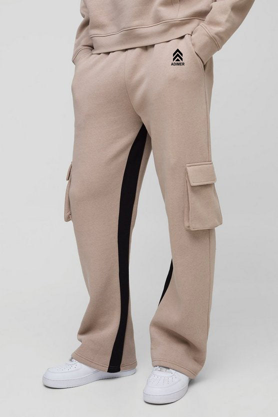 Taupe Regular Fit  Gusset Cargo Joggers