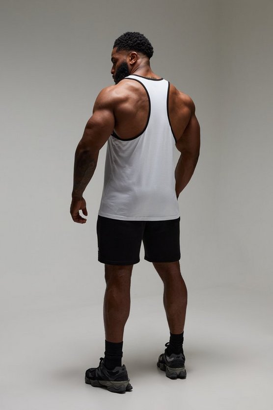 White Man Active Training Dept Regular Fit Ringer Stringer Vest